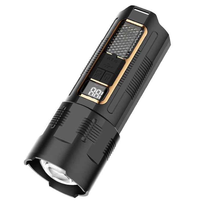 Half Metal Powerful Digital Torch Zoom Light with Power Bank
