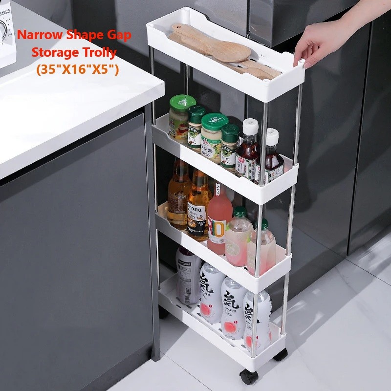 Narrow Type Multi Purpose  Storage Movable Trolly Rack